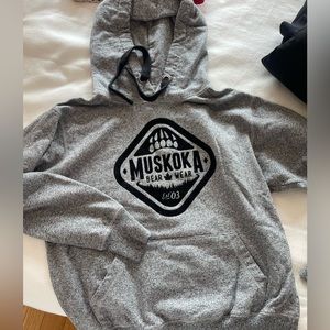 Grey muskoka bear wear hoodie